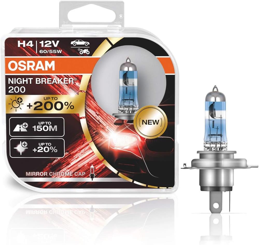 Osram 64193NB200-HCB Night Breaker 12V 60/55W H4 Bulb Pair
