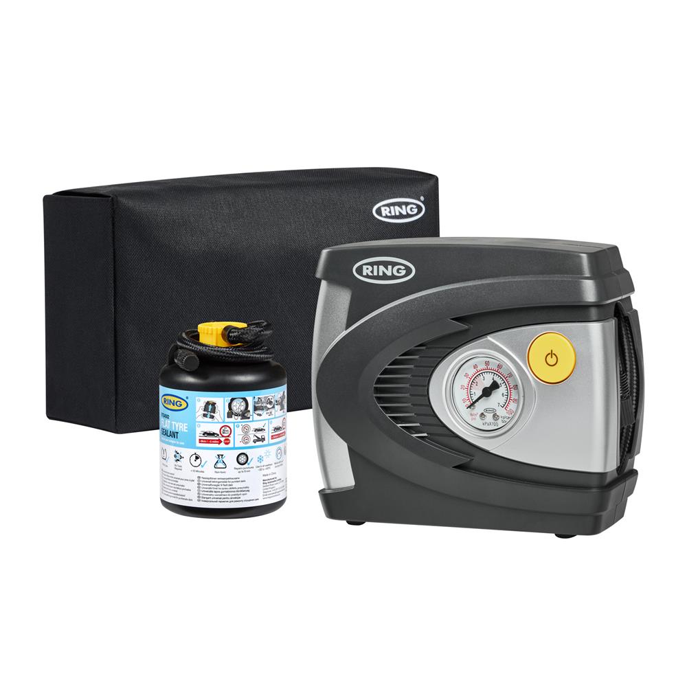 Ring RTK6 Flat Tyre Repair Kit includes RAC610 Air Compressor