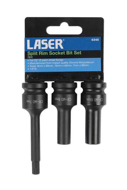 Laser 6345 Split Rim Socket Bit Set 3pc