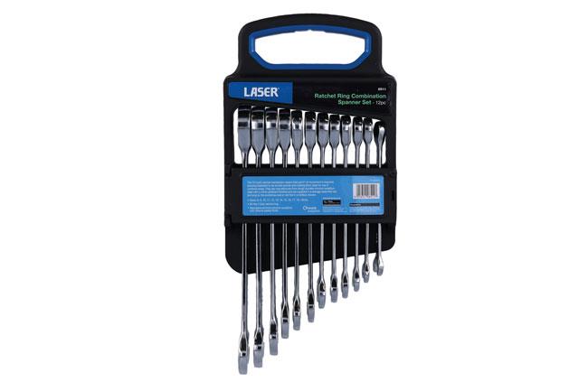 Laser 8511 Ratchet Ring Combination Spanner Set 12pc