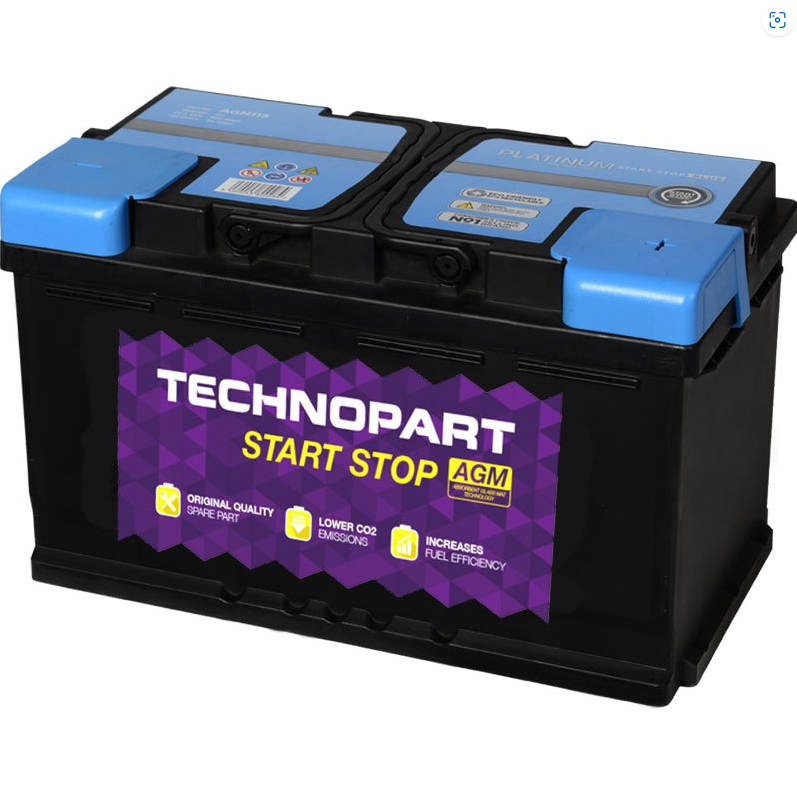 Technopart AGM 115 Start Stop Car Battery 80Ah 800cca 2 Year RTB Wty