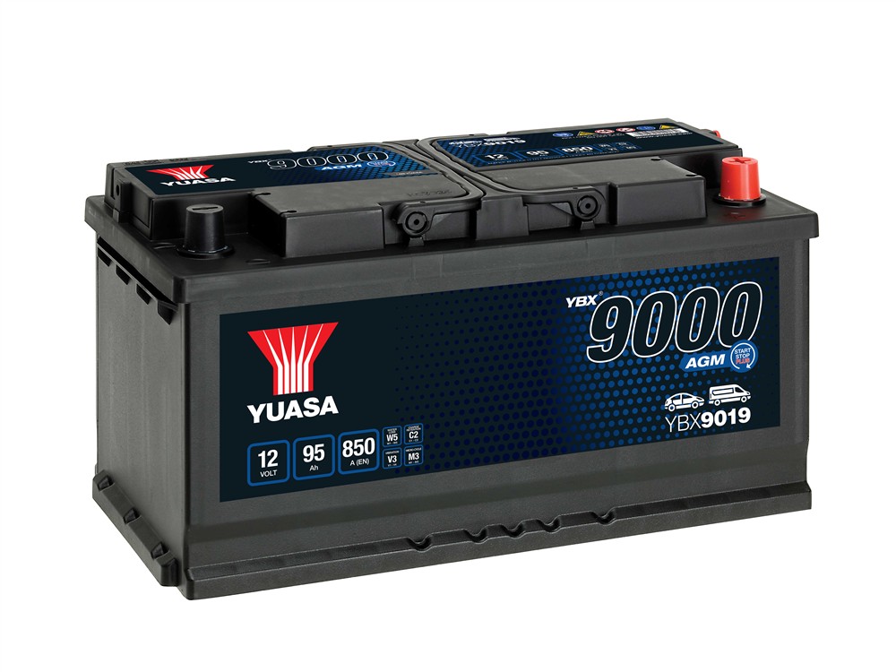 YBX9019 12V 95Ah 850A Yuasa AGM Start Stop Plus 4yr Warranty battery