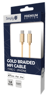 APL03 Simply Power Mfi Type C - Iphone Braided 1.8M - Gold