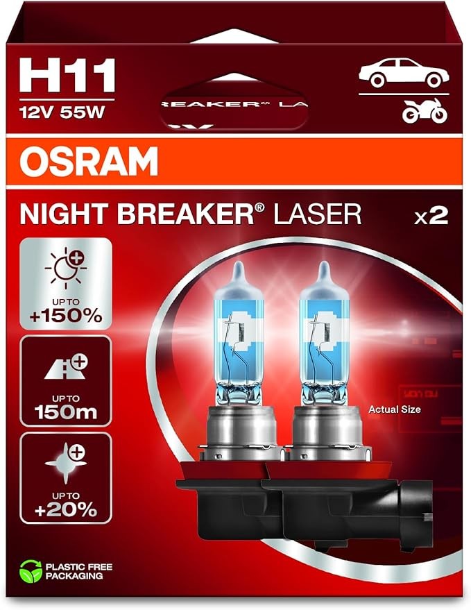 Osram 64211NL-HCB Night Breaker 12V 55W H11 Bulb Pair
