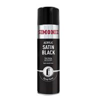 Satin Black Acrylic Spray Paint 500Ml Simoniz SIMP16D